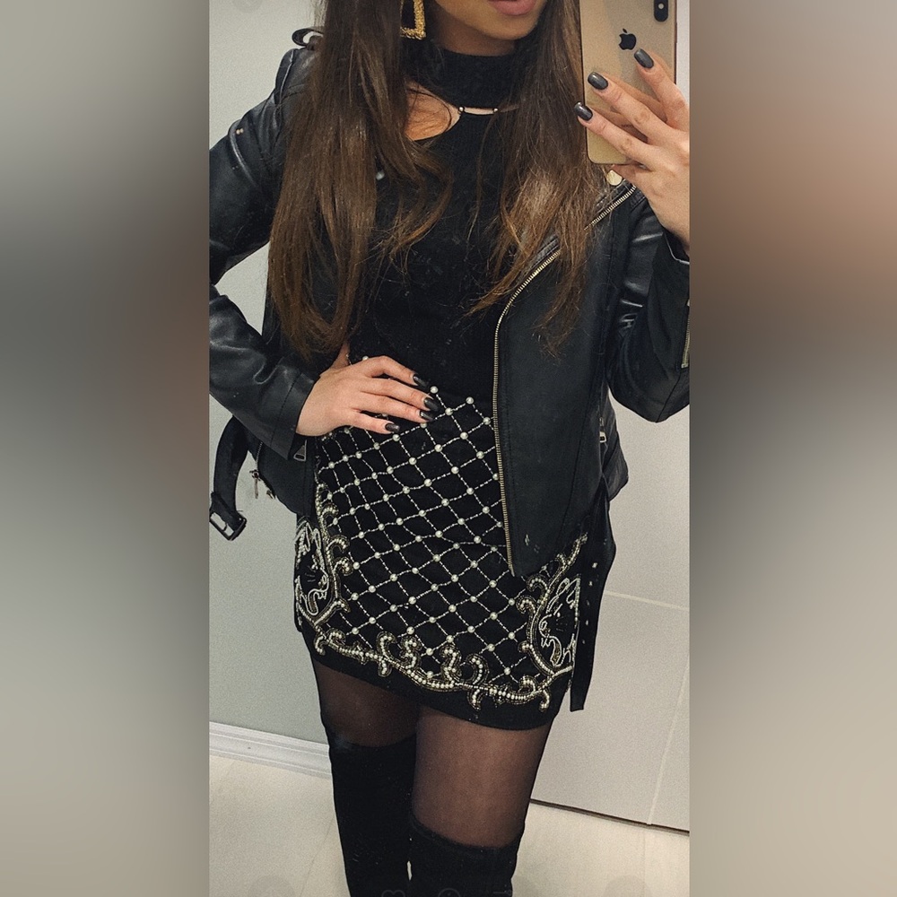 Guess Embellished Black Skirt with pearls